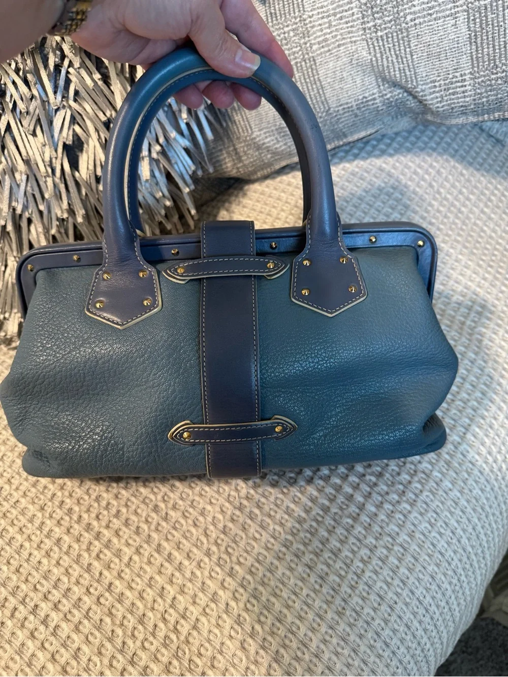 LV Vintage Blue Suhali Leather L’Ingenieux PM Satchel with COA